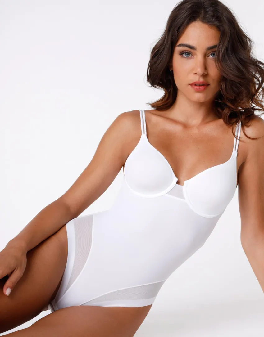 Donna LOVABLE Body E Lingerie-Body contenitivo con ferretto in microfibra e tulle Millenium Equilibre, REF# 3005