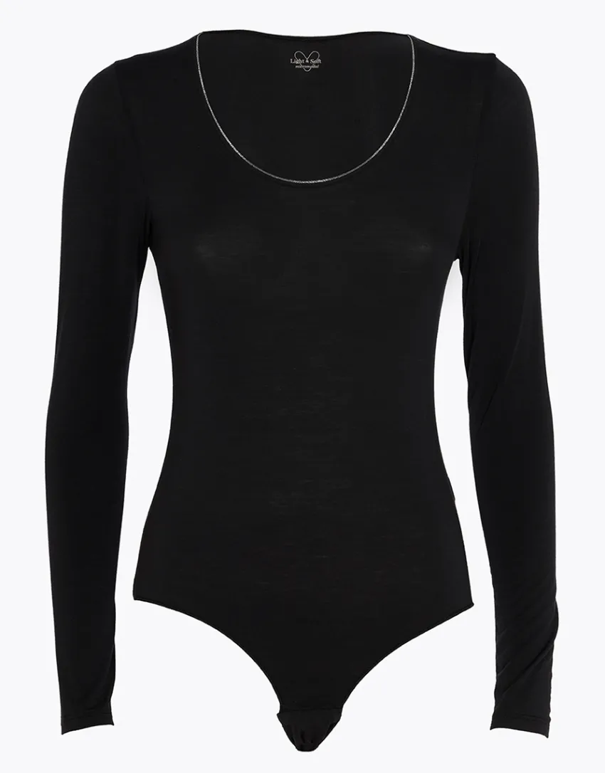 Donna LOVABLE Maglie|Body E Lingerie-Body Manica Lunga Scollo Tondo Ampio Micromodal, REF# L0EEK