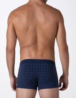 Uomo LOVABLE Boxer-Boxer Casual Stretch Cotton, blu check cognacREF# L0DL4