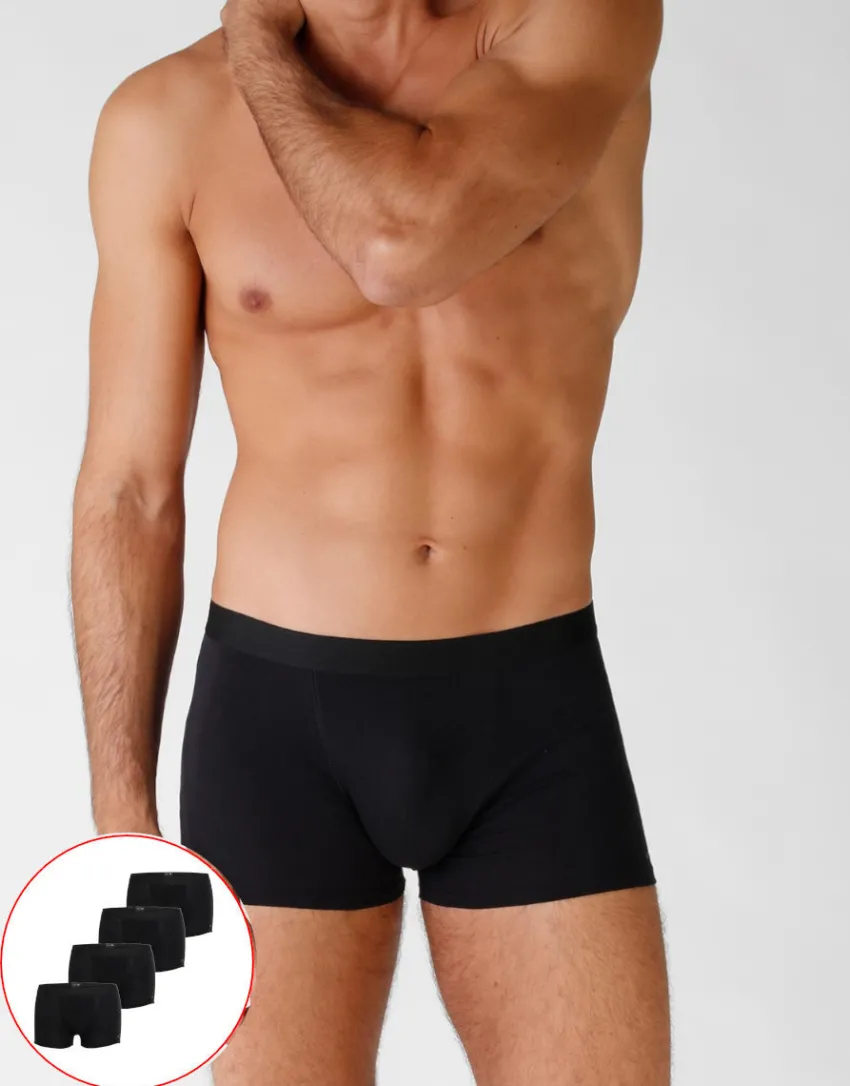 Uomo LOVABLE Multipack|Boxer-Boxer in cotone elasticizzato, confezione x4 neroREF# L09G4