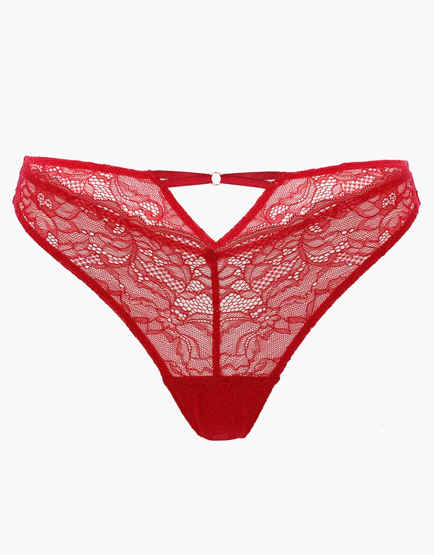 Donna LOVABLE Brasiliani-Brasiliano Panties in pizzo elastico, rossoREF# L0DKU