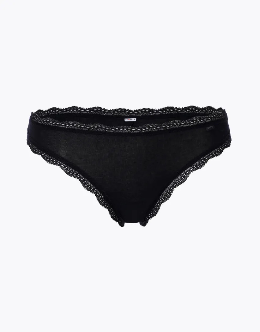 Donna LOVABLE Brasiliani-Brasiliano lovely in cotone elasticizzato e pizzo, REF# L0CW1