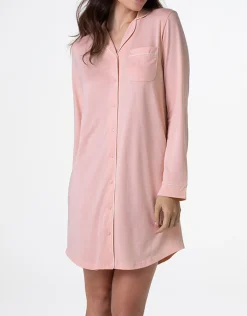 Donna LOVABLE Camicie Da Notte-Camicia da notte aperta manica lunga in Cotone Modal, REF# L0E9O