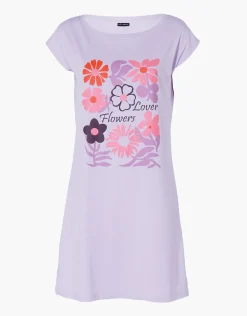Donna LOVABLE Camicie Da Notte-Camicia da Notte Manica Corta in Jersey, lillaREF# L0EHK