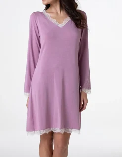 Donna LOVABLE Camicie Da Notte-Camicia da notte scollo a V manica lunga in Modal, REF# L0DMW