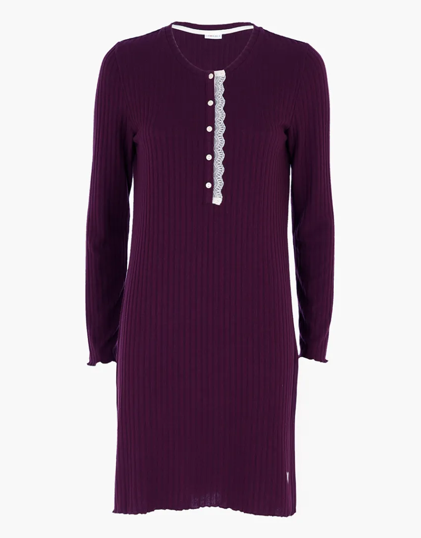 Donna LOVABLE Camicie Da Notte-Camicia da Notte Serafino Manica Lunga a Costine, REF# L0DN2