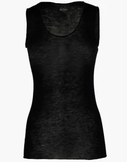 Donna LOVABLE Top E Smanicati|Maglie-Canotta liscia Donna Light & Warm Modal misto Cashmere, neraREF# L0DV8