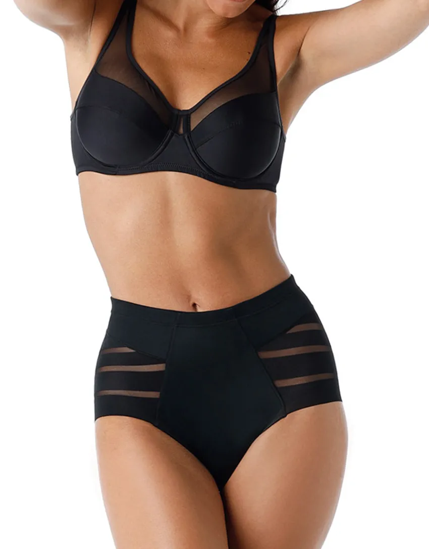 Donna LOVABLE Guaine-Guaina Vita Media Fancy Shaping in microfibra modellante e tulle, REF# L00IT