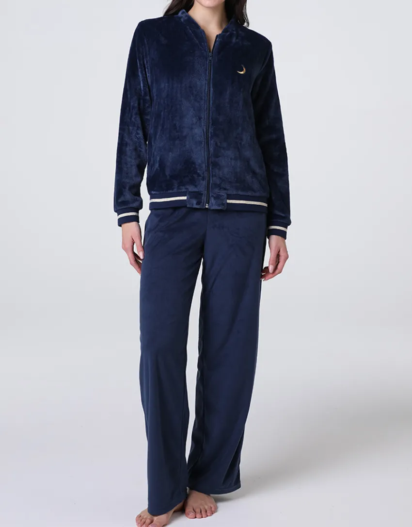 Donna LOVABLE Homewear|Pigiami Donna-Homewear Aperto in Pelliccetta e Pile, REF# L0E9M