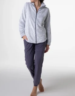 Donna LOVABLE Homewear|Pigiami Donna-Homewear Aperto in Pelliccetta jacquard e Micropile, REF# L0DNF