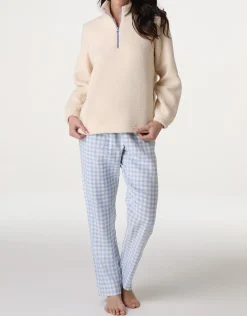 Donna LOVABLE Homewear|Pigiami Donna-Homewear Chiuso con mezza Zip in Flanella e Pelliccetta, REF# LLELK