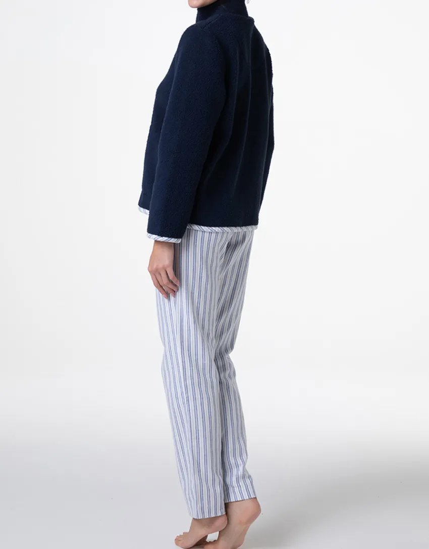 Donna LOVABLE Homewear|Pigiami Donna-Homewear Chiuso con mezza Zip in Flanella e Pelliccetta, REF# L0DNK