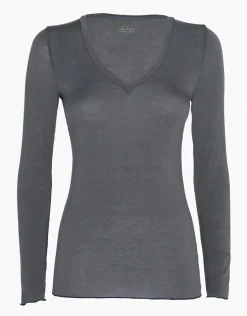 Donna LOVABLE Maglie-Maglia a manica lunga con scollo a V in modal e cashmere, aciteREF# L0DVE