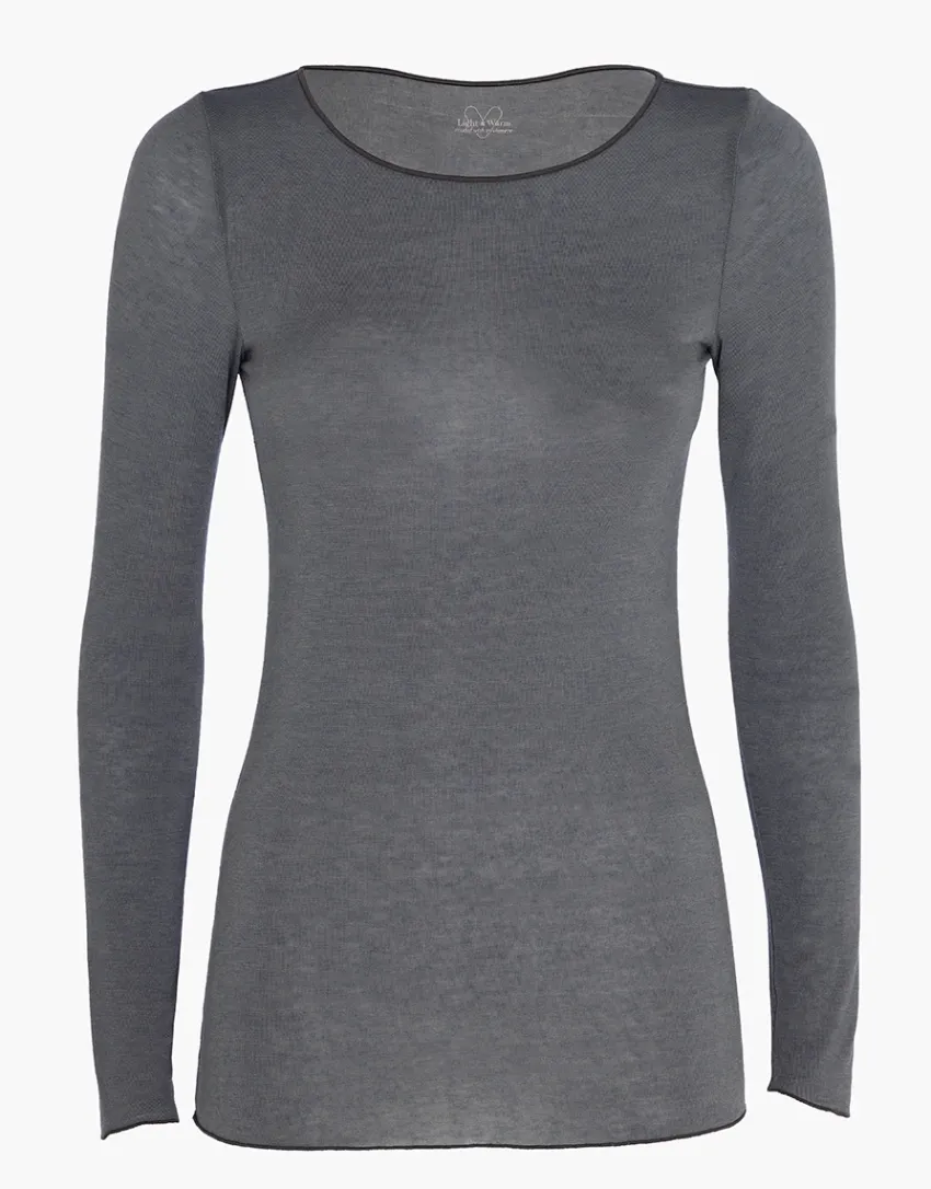 Donna LOVABLE Maglie-Maglia con scollo a barchetta e manica lunga in modal e cashmere, aciteREF# L0DVC