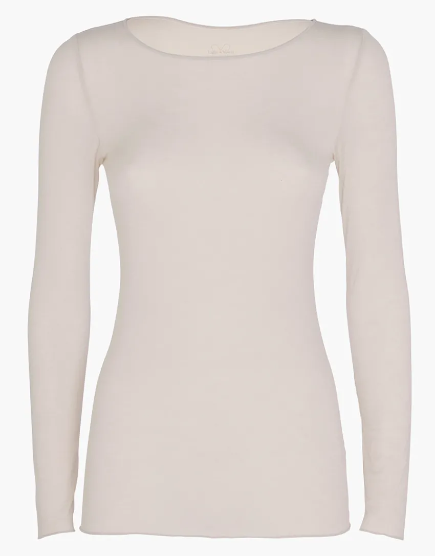 Donna LOVABLE Maglie-Maglia con scollo a barchetta e manica lunga in modal e cashmere, REF# L0DVC