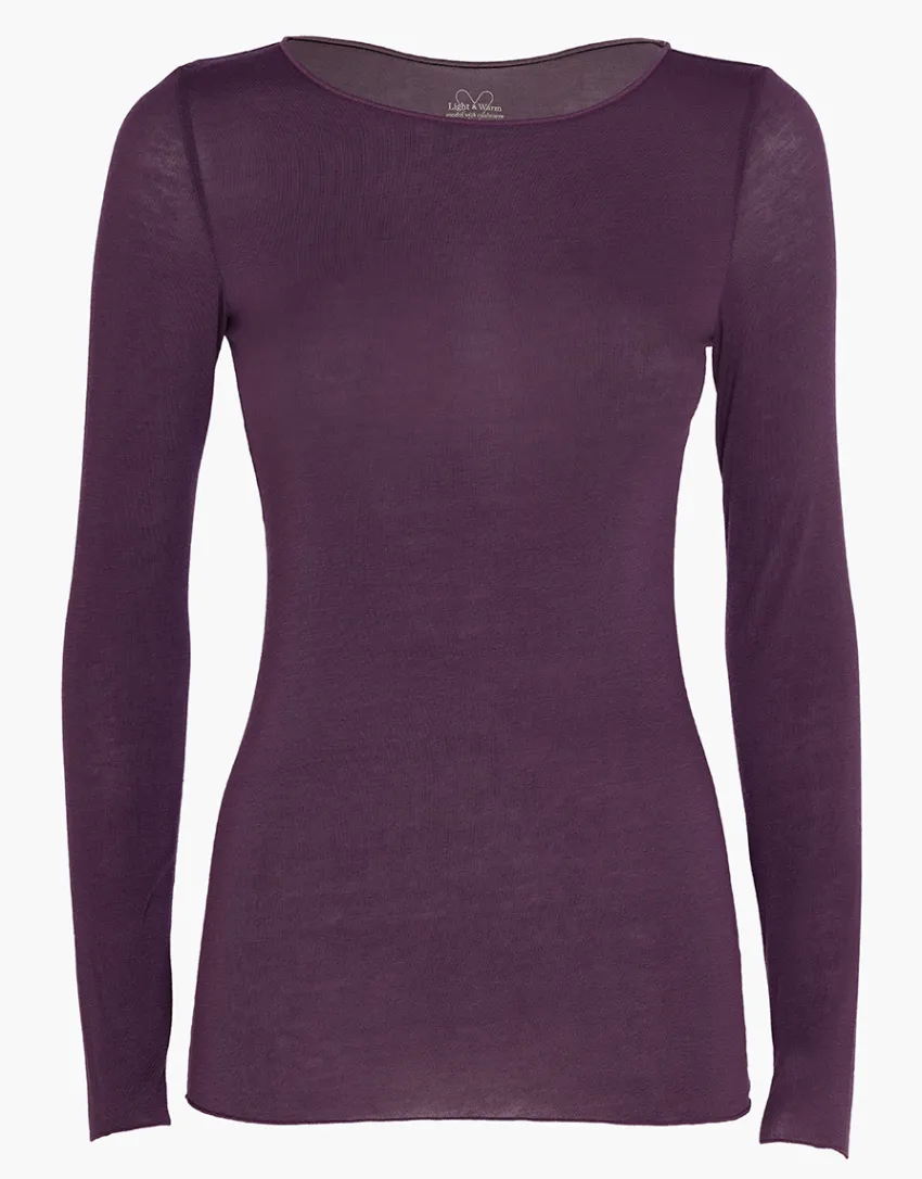 Donna LOVABLE Maglie-Maglia con scollo a barchetta e manica lunga in modal e cashmere, REF# L0DVC