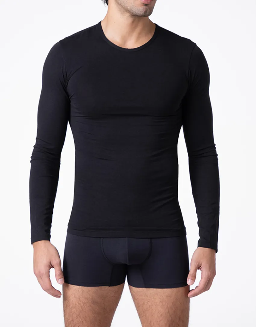 Uomo LOVABLE T-Shirt-Maglia girocollo manica lunga Warm Sensation in Stretch Cotton, REF# L041Z