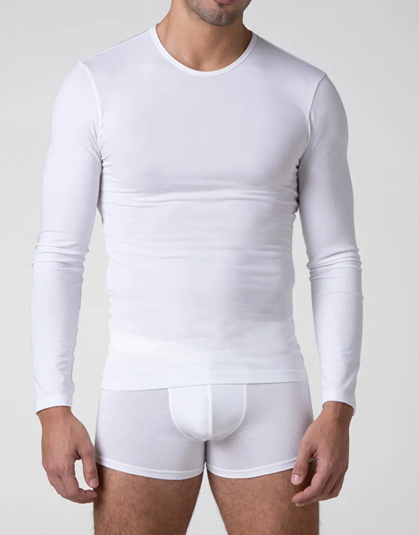 Uomo LOVABLE T-Shirt-Maglia girocollo manica lunga Warm Sensation in Stretch Cotton, REF# L041Z