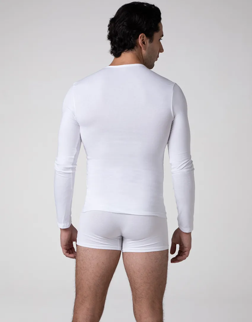 Uomo LOVABLE T-Shirt-Maglia girocollo manica lunga Warm Sensation in Stretch Cotton, REF# L041Z