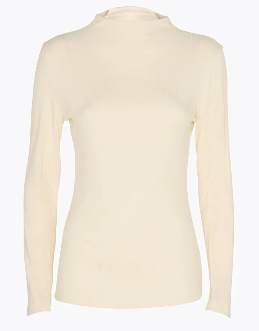 Donna LOVABLE Maglie-Maglia Manica Lunga Collo Vulcano Light Rib, REF# L0EEM