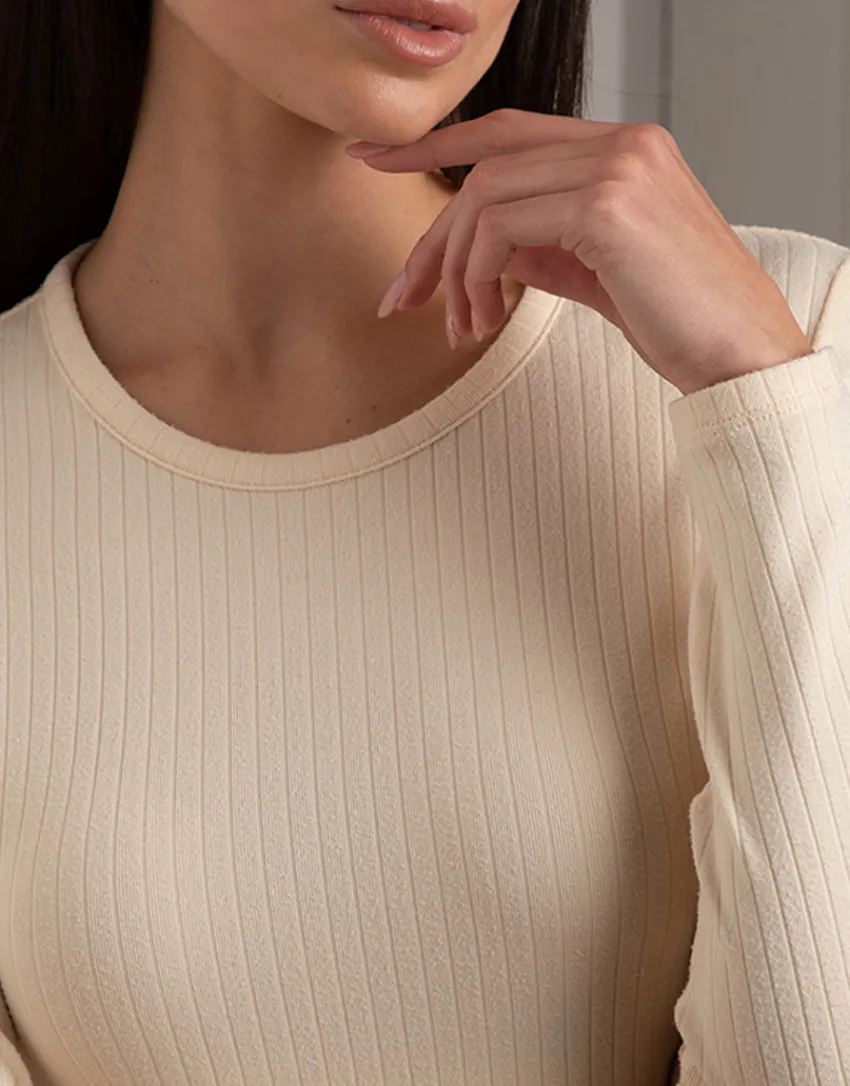 Donna LOVABLE Maglie-Maglia Manica Lunga Collo Tondo Light Rib, REF# L0EEH