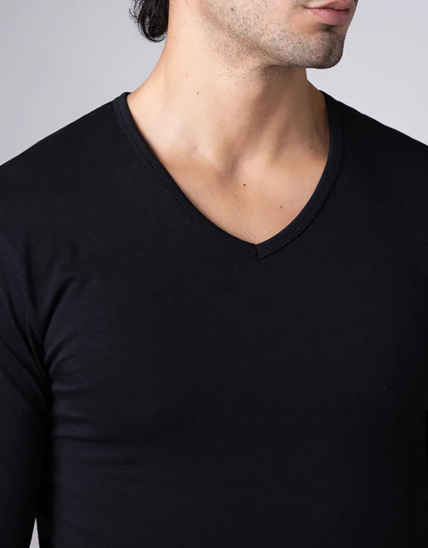 Uomo LOVABLE T-Shirt-Maglia Manica Lunga scollo a V Cool Sensation in Stretch Cotton, REF# L0DGQ