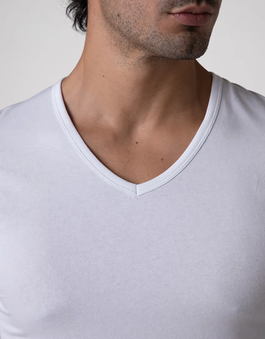 Uomo LOVABLE T-Shirt-Maglia Manica Lunga scollo a V Cool Sensation in Stretch Cotton, REF# L0DGQ