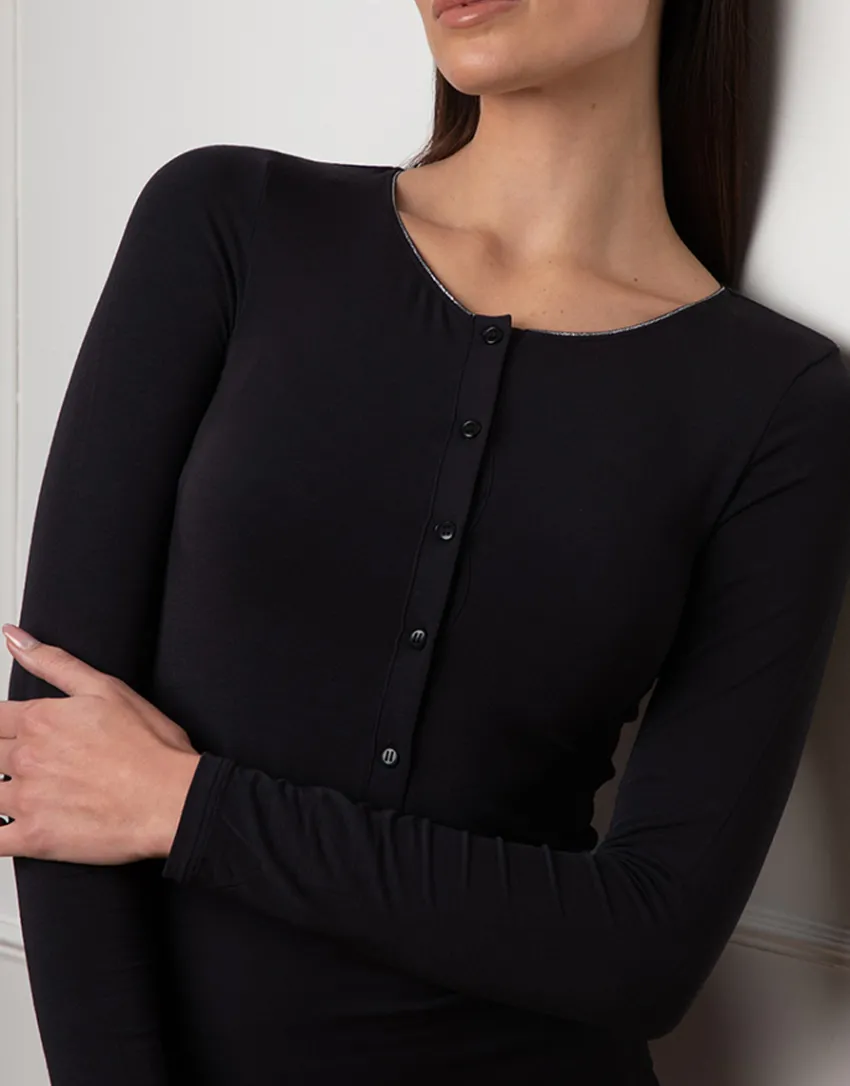 Donna LOVABLE Maglie-Maglia Manica Lunga Serafino Lungo Micromodal, REF# L0EEJ
