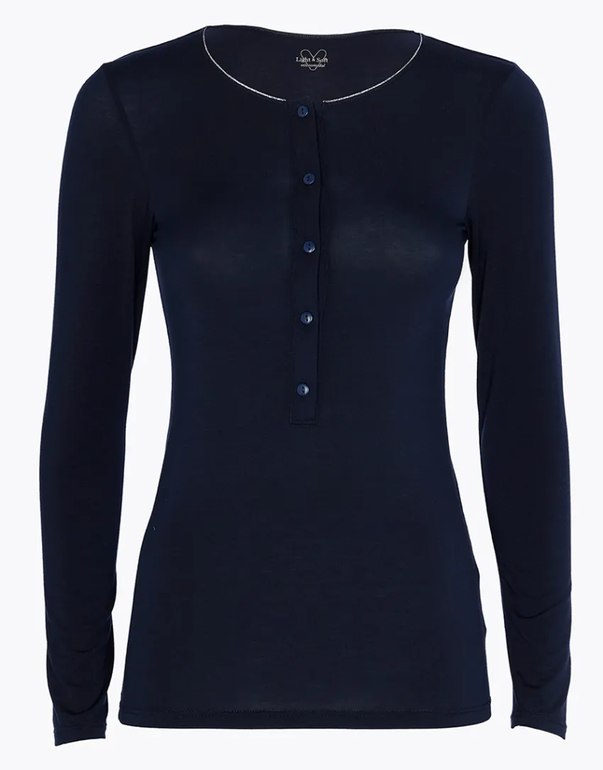 Donna LOVABLE Maglie-Maglia Manica Lunga Serafino Lungo Micromodal, REF# L0EEJ