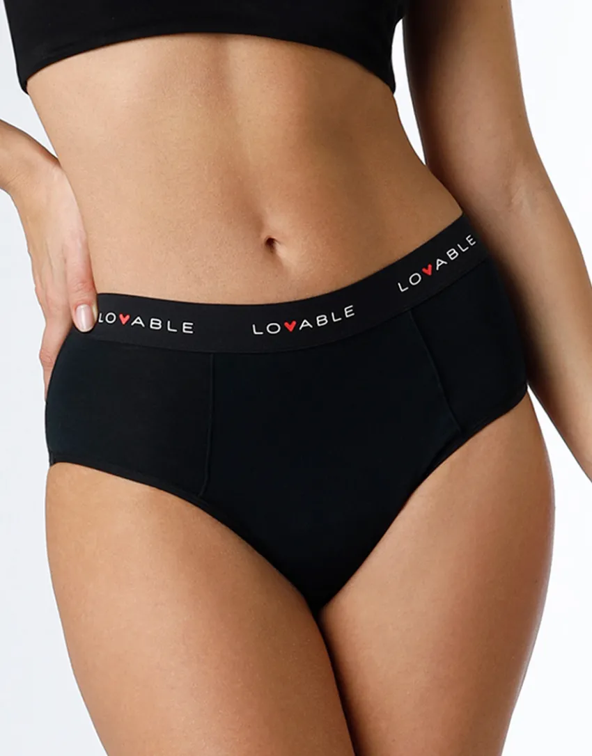 Donna LOVABLE Slip Da Ciclo Lavabili|Slip-NUOVO Slip alto da ciclo lavabile in cotone biologico certificato, colore , per flusso abbondanteREF# L0DPN