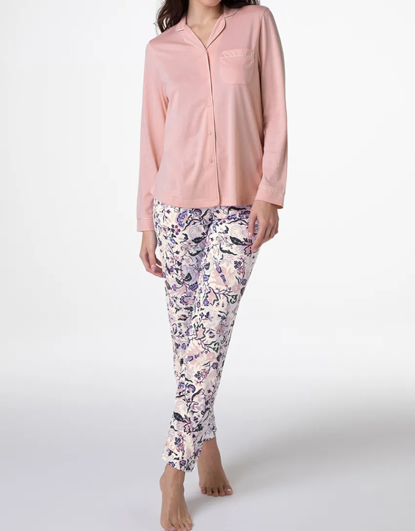 Donna LOVABLE Pigiami Donna-Pigiama Lungo aperto in Cotone Modal, REF# L0E9N