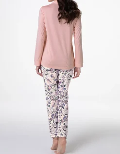 Donna LOVABLE Pigiami Donna-Pigiama Lungo aperto in Cotone Modal, REF# L0E9N