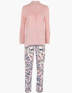 Donna LOVABLE Pigiami Donna-Pigiama Lungo aperto in Cotone Modal, REF# L0E9N
