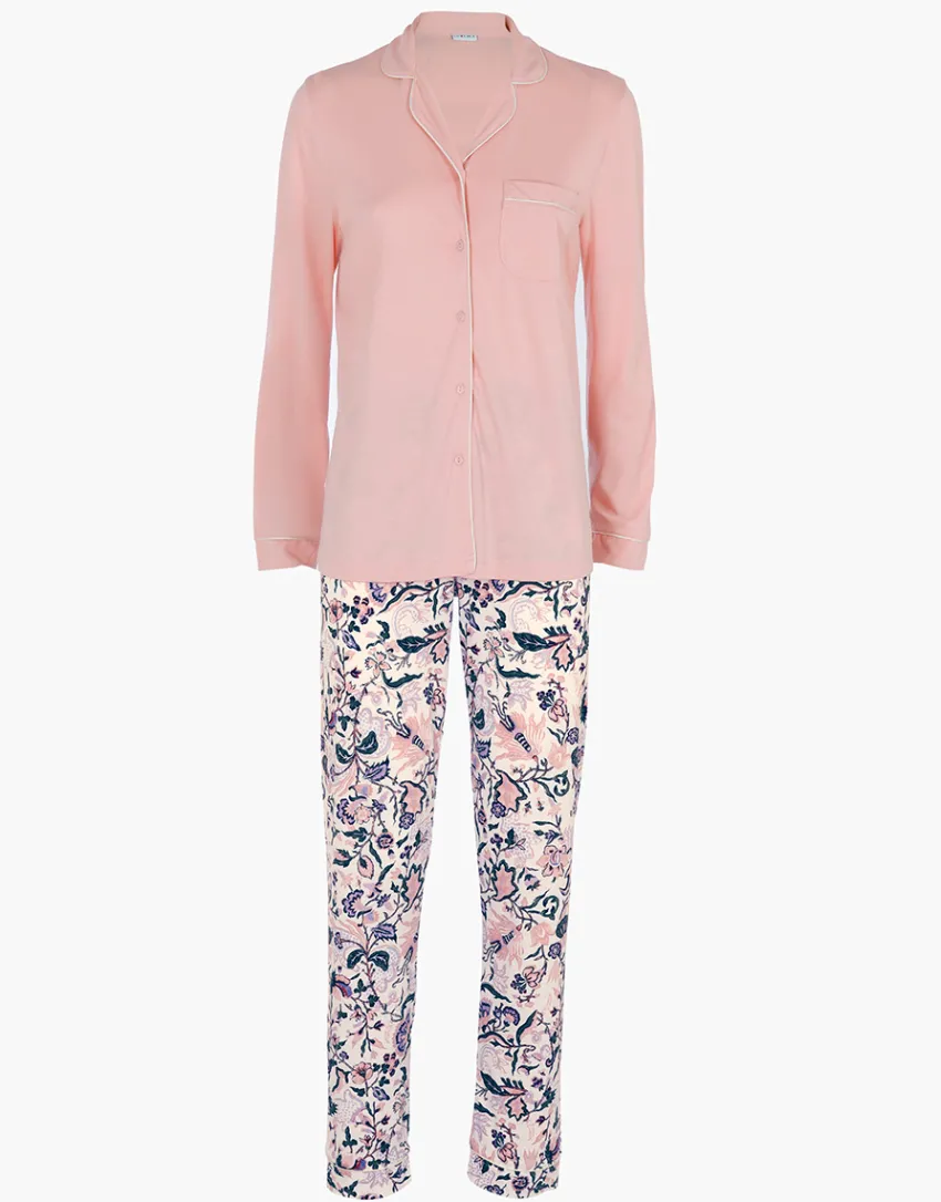 Donna LOVABLE Pigiami Donna-Pigiama Lungo aperto in Cotone Modal, REF# L0E9N
