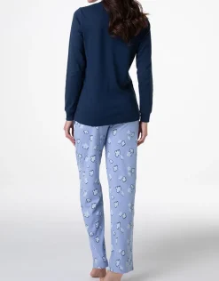 Donna LOVABLE Pigiami Donna-Pigiama Lungo Aperto in Interlock, REF# L0E9C