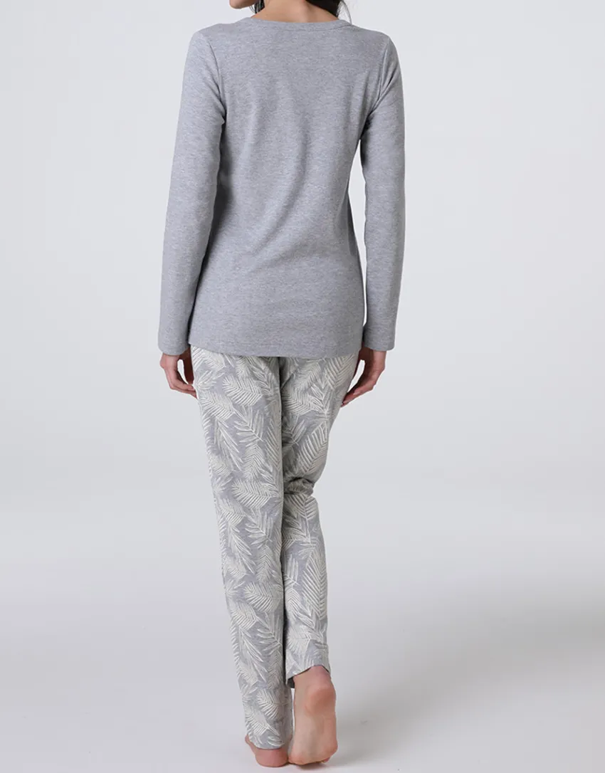 Donna LOVABLE Pigiami Donna-Pigiama Lungo Aperto in Interlock, ngeREF# L0EI2