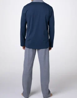 Uomo LOVABLE Pigiami-Pigiama Lungo Aperto in Jersey, REF# L0E8Y
