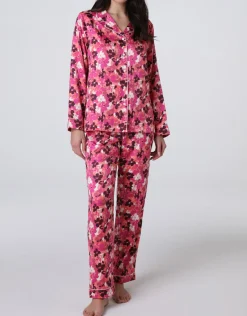 Donna LOVABLE Pigiami Donna-Pigiama Lungo aperto in Satin, REF# L0DMO