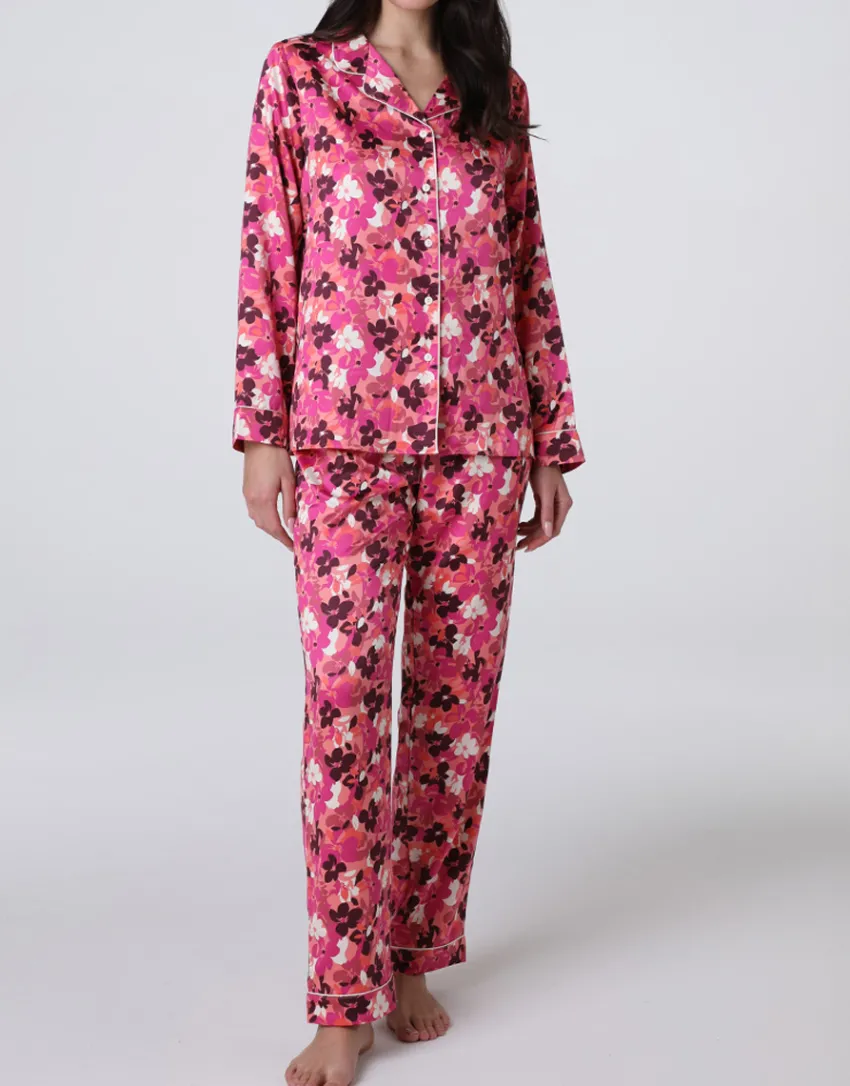 Donna LOVABLE Pigiami Donna-Pigiama Lungo aperto in Satin, REF# L0DMO