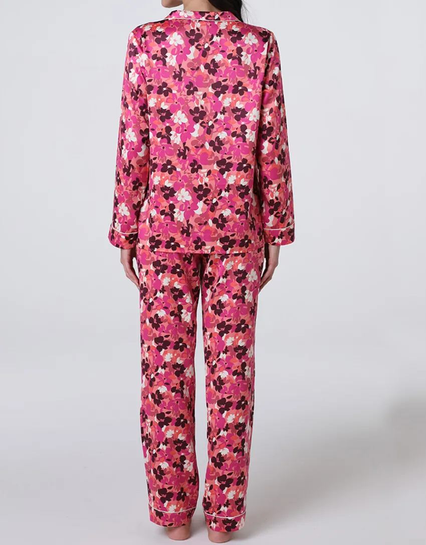 Donna LOVABLE Pigiami Donna-Pigiama Lungo aperto in Satin, REF# L0DMO