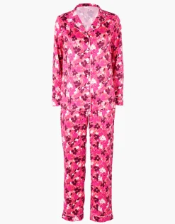 Donna LOVABLE Pigiami Donna-Pigiama Lungo aperto in Satin, REF# L0DMO