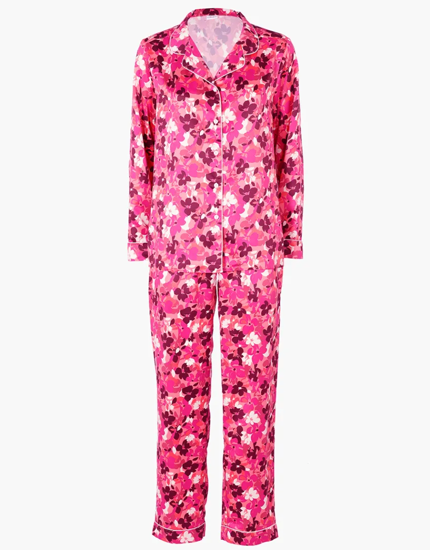 Donna LOVABLE Pigiami Donna-Pigiama Lungo aperto in Satin, REF# L0DMO