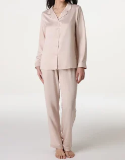 Donna LOVABLE Pigiami Donna-Pigiama lungo aperto in Satin, REF# LLEIF