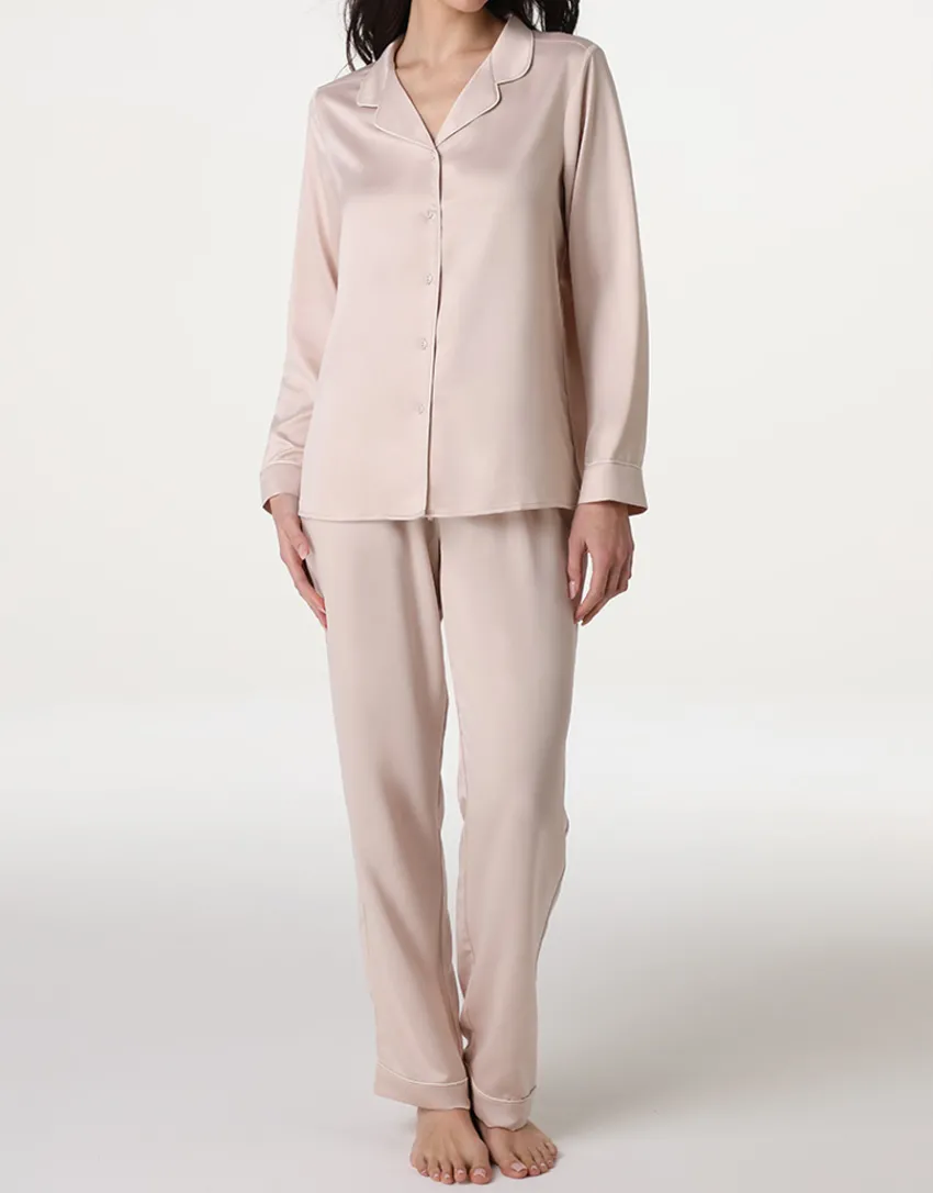 Donna LOVABLE Pigiami Donna-Pigiama lungo aperto in Satin, REF# LLEIF