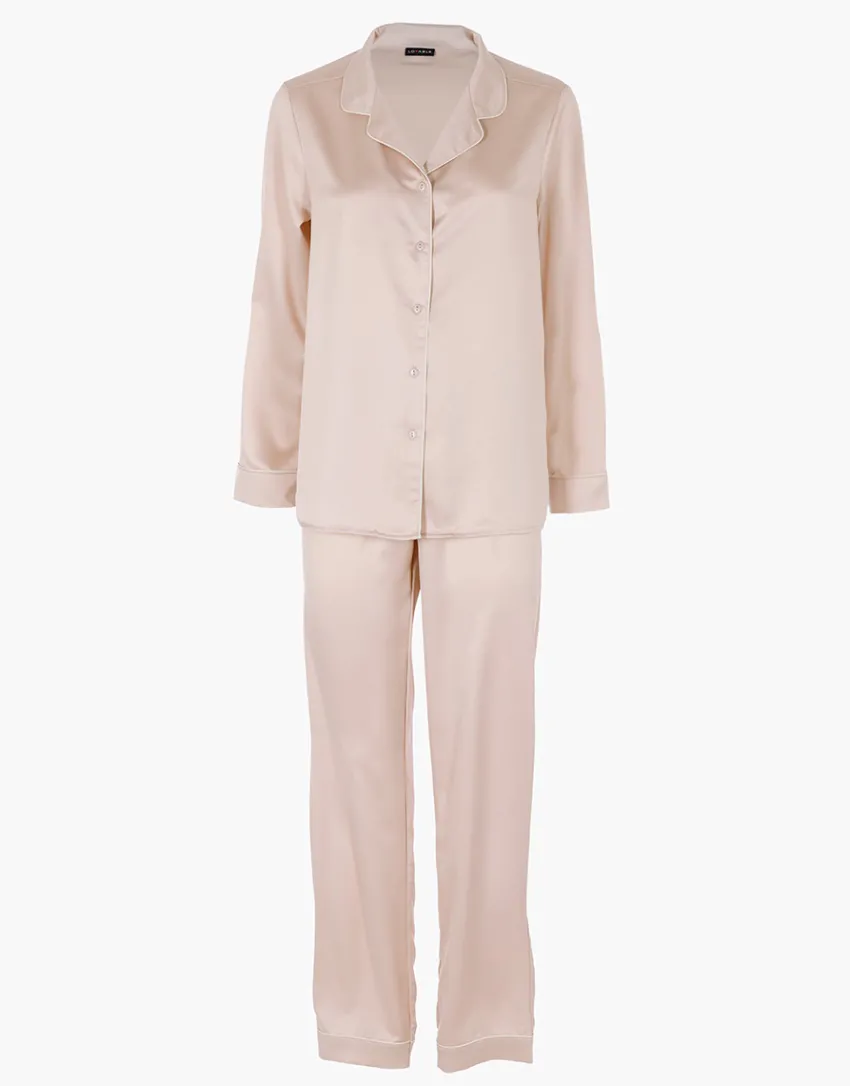 Donna LOVABLE Pigiami Donna-Pigiama lungo aperto in Satin, REF# LLEIF