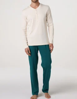 Uomo LOVABLE Pigiami-Pigiama Lungo Collo Serafino in Jersey Rib e Interlock, REF# LLELS