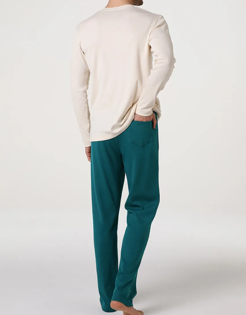 Uomo LOVABLE Pigiami-Pigiama Lungo Collo Serafino in Jersey Rib e Interlock, REF# LLELS