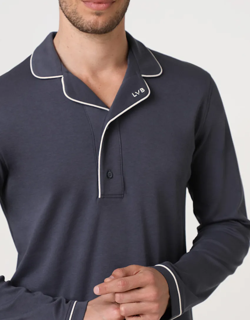 Uomo LOVABLE Pigiami-Pigiama Lungo Collo Serafino in Interlock, REF# LLELT