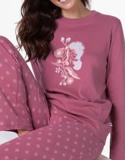 Donna LOVABLE Pigiami Donna-Pigiama Lungo Girocollo in Interlock, rosa blushREF# L0E9X