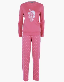 Donna LOVABLE Pigiami Donna-Pigiama Lungo Girocollo in Interlock, rosa blushREF# L0E9X
